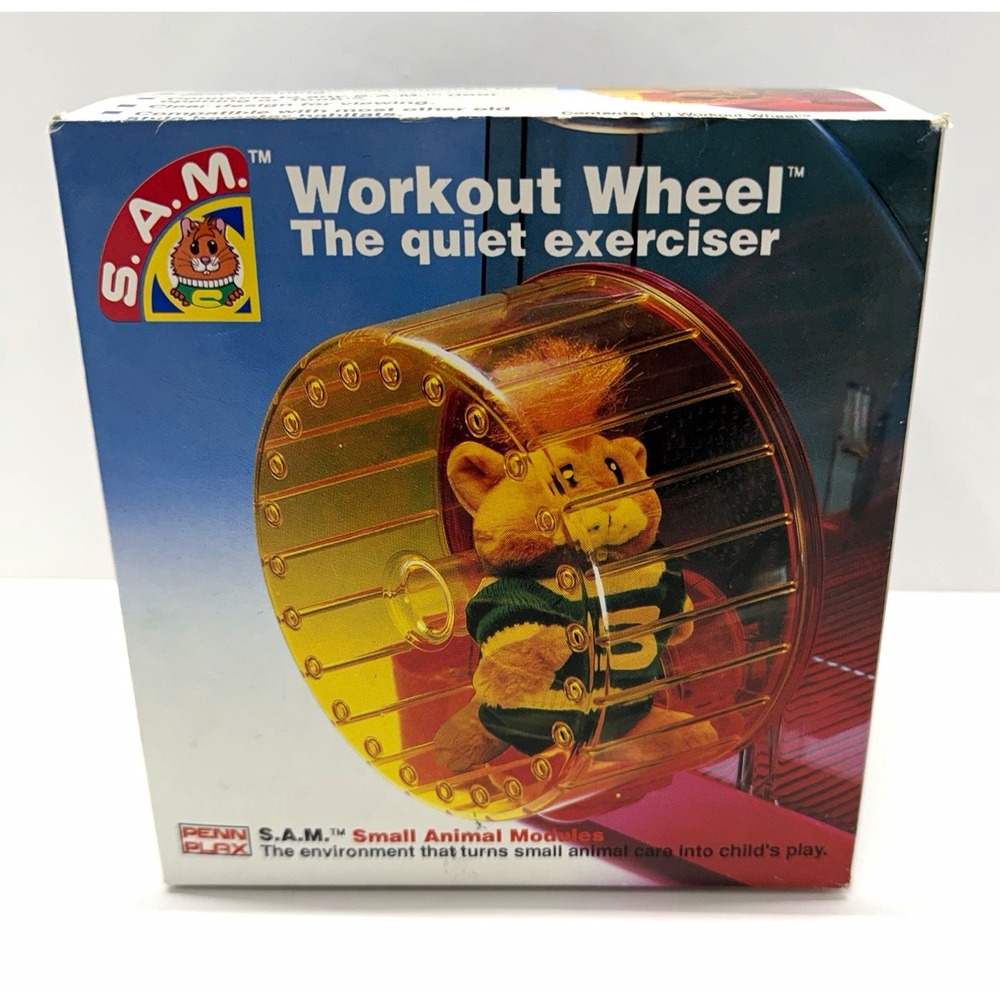 Vintage S.A.M. Workout Wheel Hamster Exercise Wheel Small Yellow Plastic SAM-11